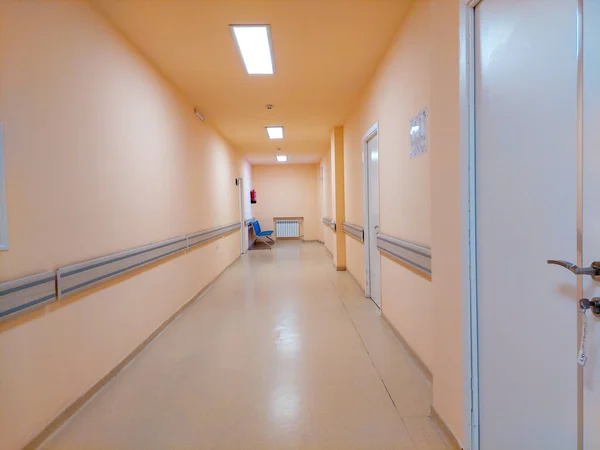 Hospital Corridor Medical Clinic Waiting Room Medical Buildings Doors Doctors — Stock Photo, Image