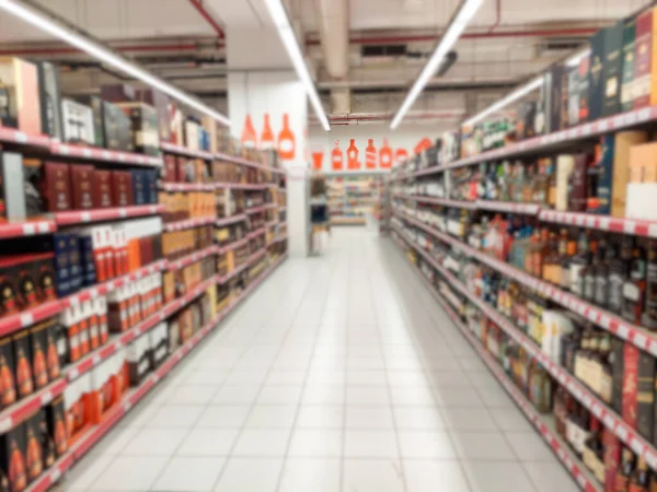Blurry Photo Alkaid Drinks Supermarket Shelves People Background Image — Foto Stock