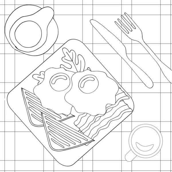 Adulto Libro Para Colorear Para Niños Antiestrés Deliciosa Comida — Vector de stock