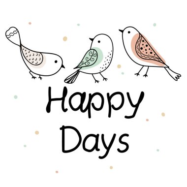 Beyaz arka planda renkli, el çizimi küçük bir kuş. Tişörtüne basmaya hazır pembe bir kuşun resimlerini içeren vektör tipografik tasarımı 