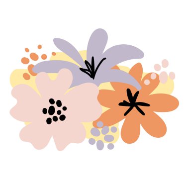 Çiçekli grafik karalama tasarımı bir tişörte basılmaya hazır. Soyut minimal çiçek. Güzel çiçek arkaplanı. Tekstil için vektör sanatı çizimi. Elle çizilmiş. El yazısı.