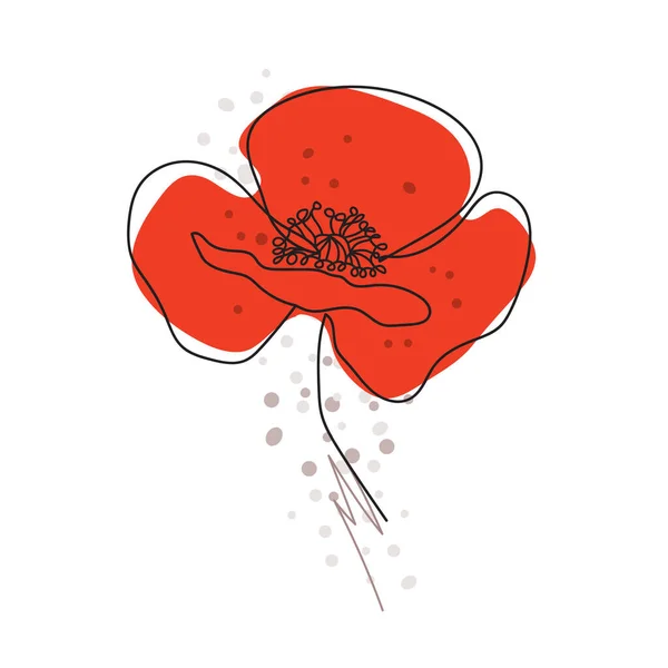 Poppies Fleur Dessin Ligne Continue Coquelicot Minimal Abstrait Ligne Vectorielle — Image vectorielle