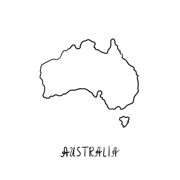 Austrálie Nastínit Mapu Světa Vektorové Ilustrace Izolované Bílém Mapa Austrálie — Stockový vektor