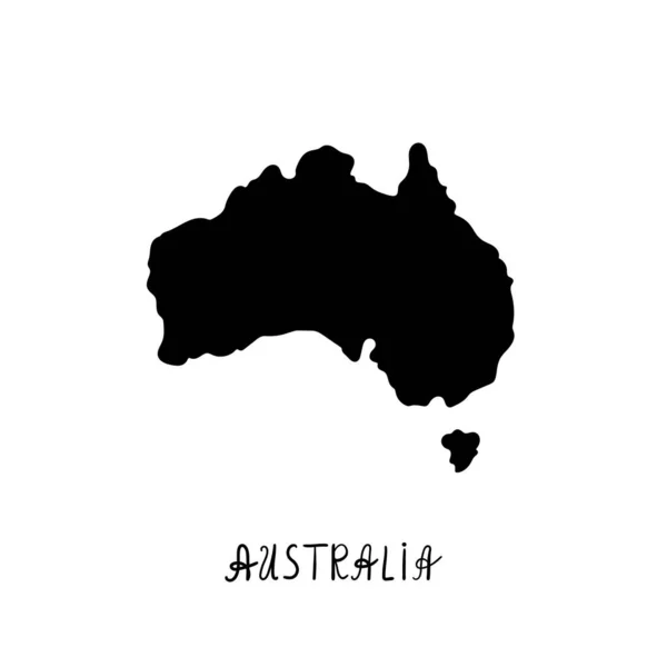 澳大利亚概述了世界地图 在白色上孤立的矢量图解 澳大利亚大陆地图 线条轮廓概念 — 图库矢量图片