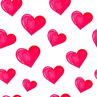 Hand drawn hearts seamless pattern. Watercoler. Vector illustration.