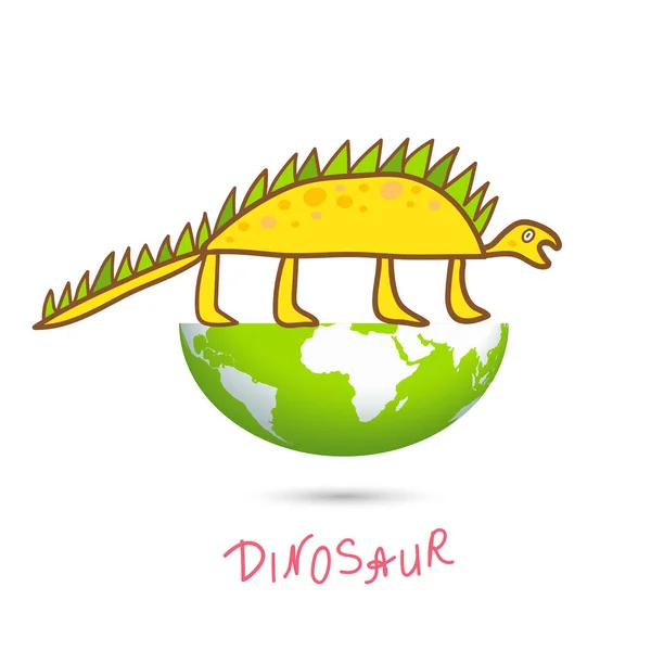 Mignon Dragon Dessin Animé Sur Globe Illustration Vectorielle Animal Sur — Photo