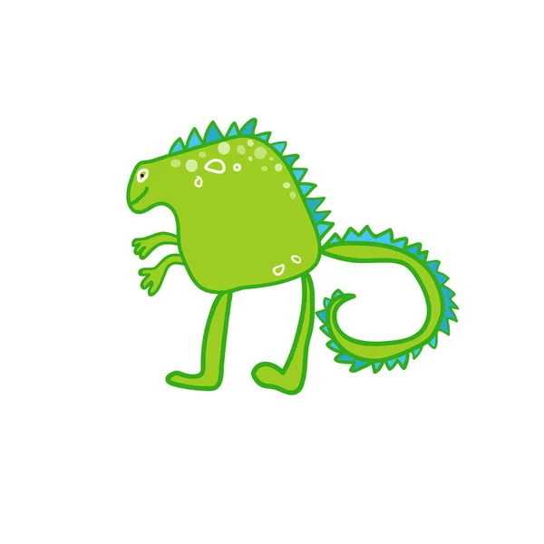 Dinosaurus Draak Met Hand Getrokken Tekenfilmdieren Doodle — Stockfoto
