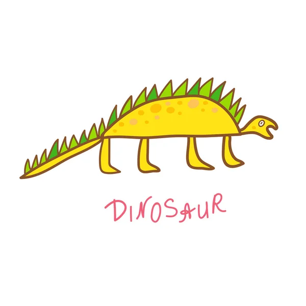 Dinozaur Smok Narysowany Ręcznie Kreskówkowe Zwierzęta Bzdury — Zdjęcie stockowe
