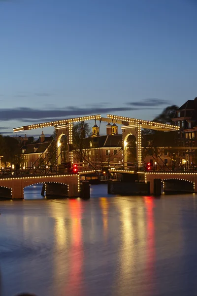 Amsterdam, Netherlands - Drawbridge in the evening — Stock Photo, Image