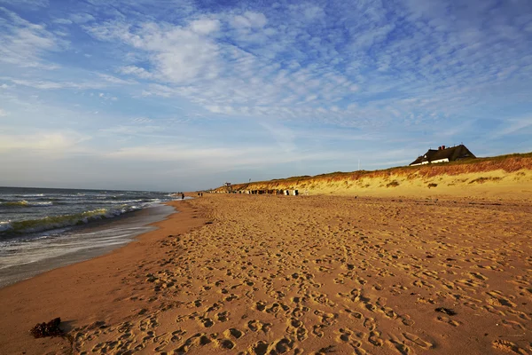 叙尔特岛 （德国）-rantum 海滩，日落 免版税图库图片