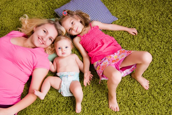 Happy mother and two children — Stock Photo, Image