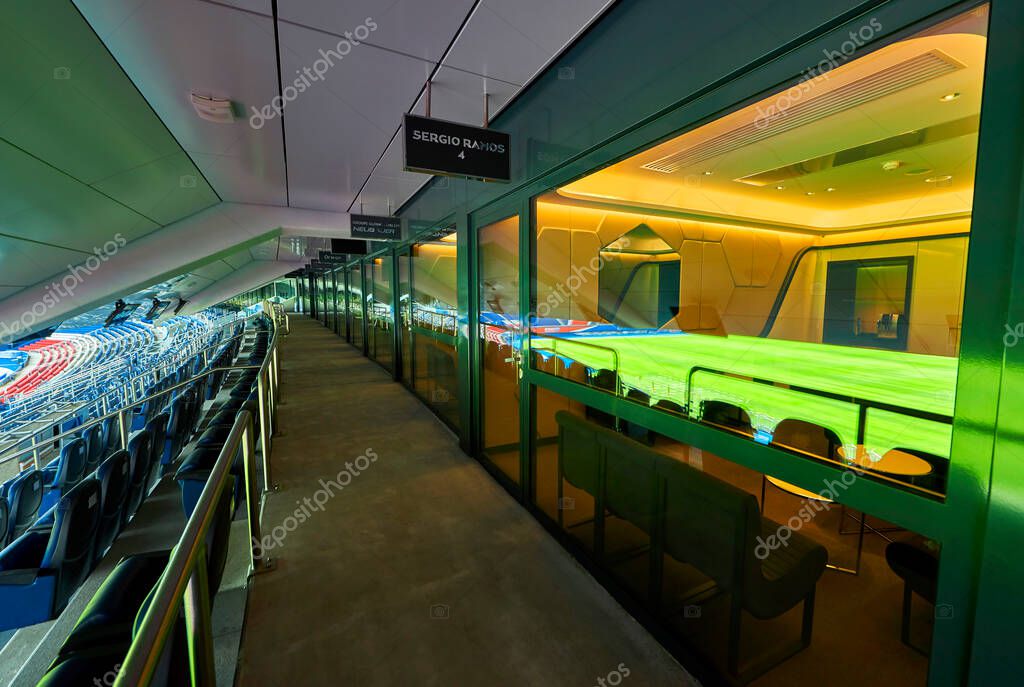 Sergio Ramos box in Parc des Princes arena - the official playground of FC PSG
