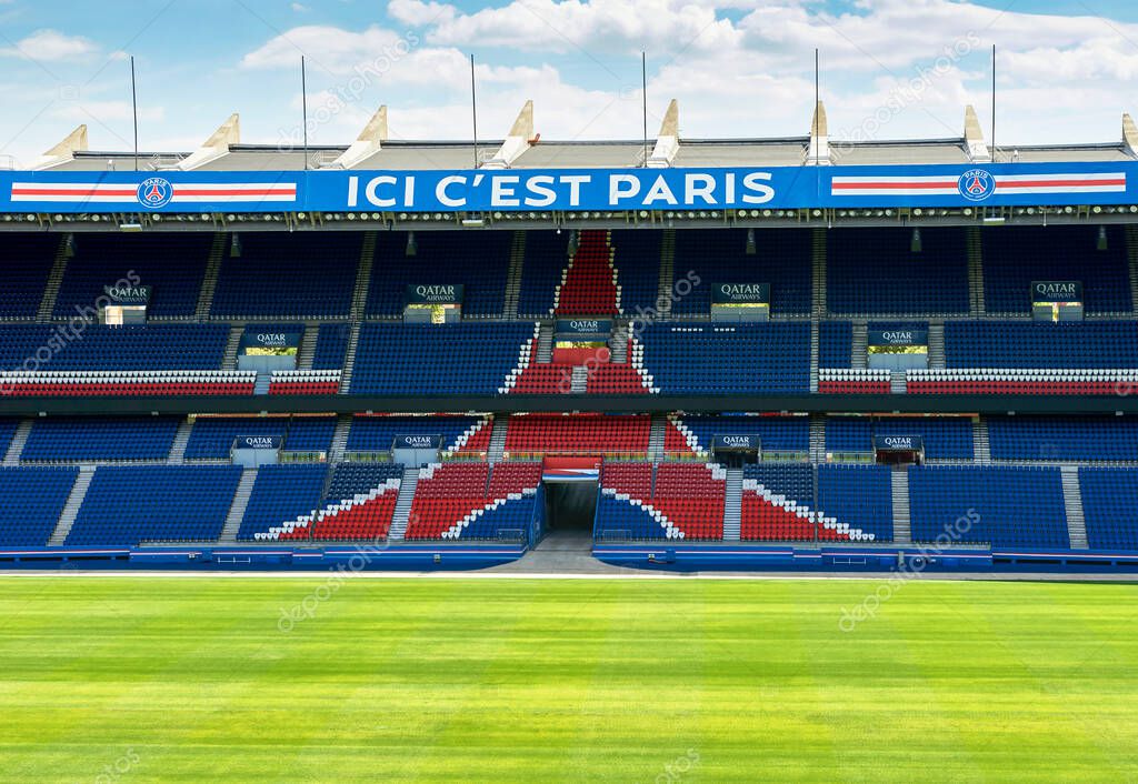 Pitch view at Parc des Princes arena - the official playground of FC PSG