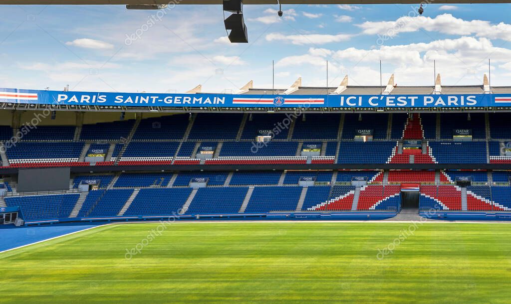 Pitch view at Parc des Princes arena - the official playground of FC PSG