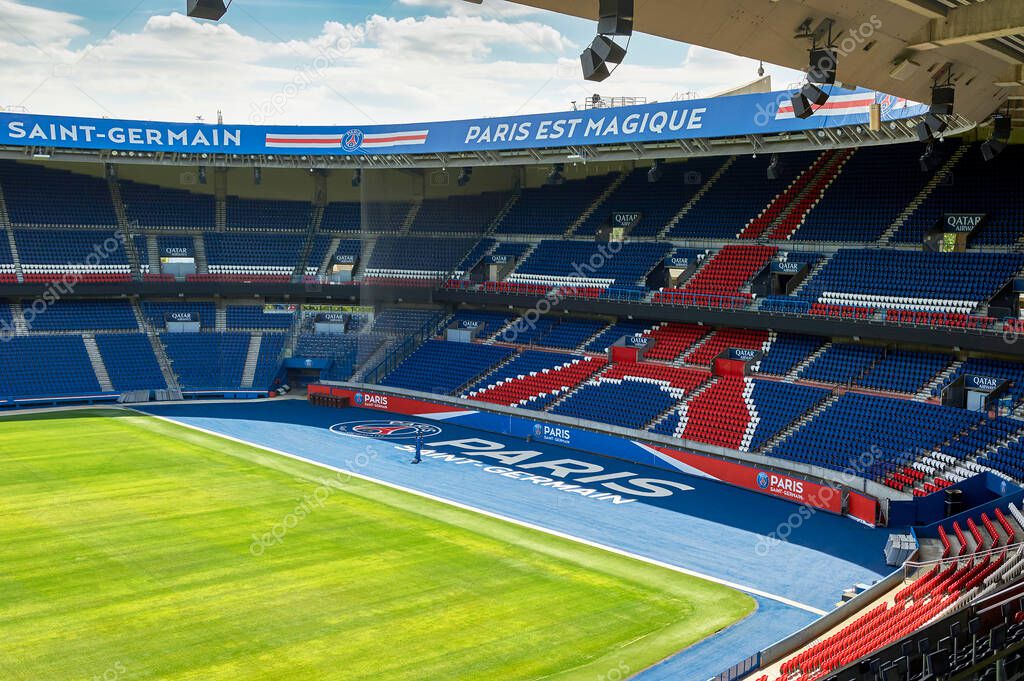 Pitch view at Parc des Princes arena - the official playground of FC PSG