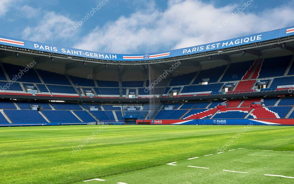 Pitch view at Parc des Princes arena - the official playground of FC PSG
