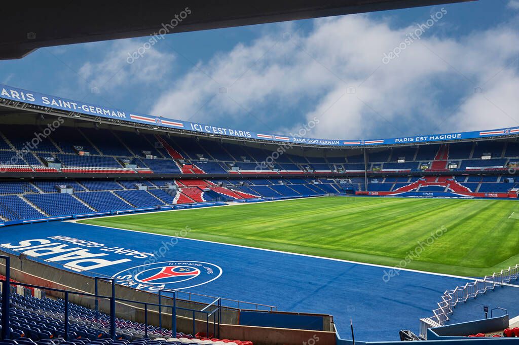 Pitch view at Parc des Princes arena - the official playground of FC PSG