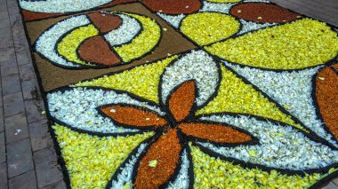 Alfombras de Flores naturales on el festival de Corpus Christi, Arbcies, Espaa, 2021