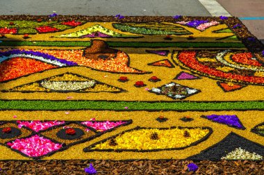 Alfombras de Flores naturales on el festival de Corpus Christi, Arbcies, Espaa, 2021