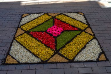 Alfombras de Flores naturales on el festival de Corpus Christi, Arbcies, Espaa, 2021