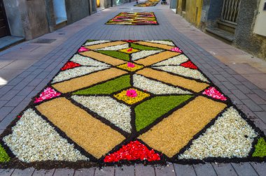 Alfombras de Flores naturales on el festival de Corpus Christi, Arbcies, Espaa, 2021