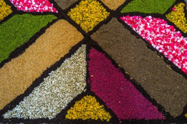 Alfombras de Flores naturales on el festival de Corpus Christi, Arbcies, Espaa, 2021