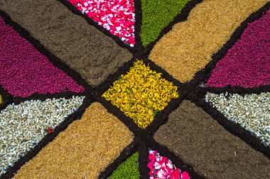 Alfombras de Flores naturales on el festival de Corpus Christi, Arbcies, Espaa, 2021