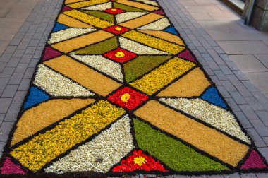 Alfombras de Flores naturales on el festival de Corpus Christi, Arbcies, Espaa, 2021