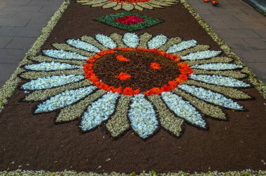 Alfombras de Flores naturales on el festival de Corpus Christi, Arbcies, Espaa, 2021