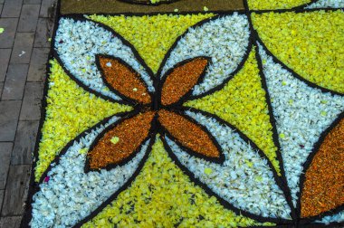 Alfombras de Flores naturales on el festival de Corpus Christi, Arbcies, Espaa, 2021