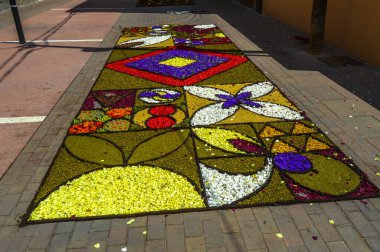Alfombras de Flores naturales on el festival de Corpus Christi, Arbcies, Espaa, 2021