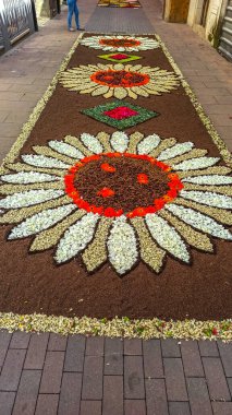 Alfombras de Flores naturales on el festival de Corpus Christi, Arbcies, Espaa, 2021