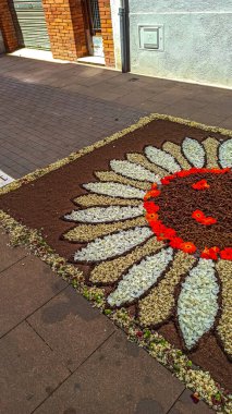 Alfombras de Flores naturales on el festival de Corpus Christi, Arbcies, Espaa, 2021