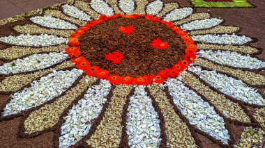 Alfombras de Flores naturales on el festival de Corpus Christi, Arbcies, Espaa, 2021
