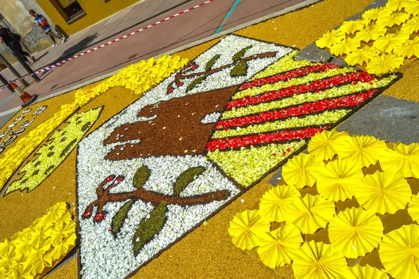 Alfombras de Flores naturales on el festival de Corpus Christi, Arbcies, Espaa, 2021
