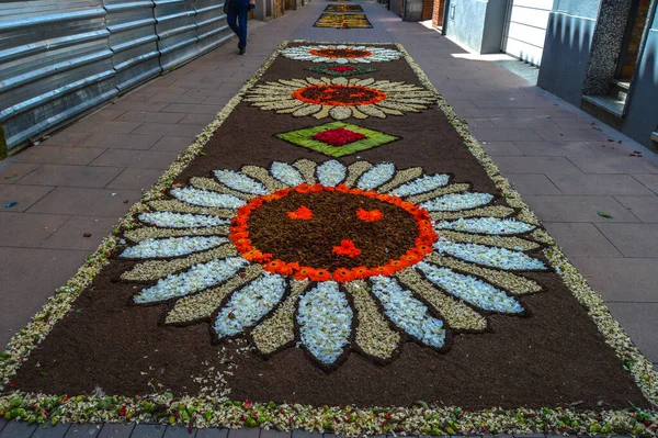 Alfombras de Flores naturales on el festival de Corpus Christi, Arbcies, Espaa, 2021