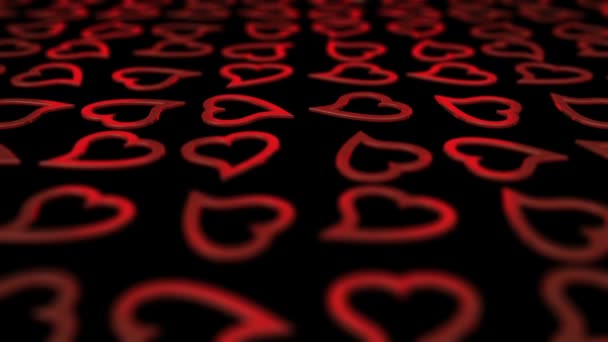 Red hearts on dark background. Seamless loop. — Stock Video