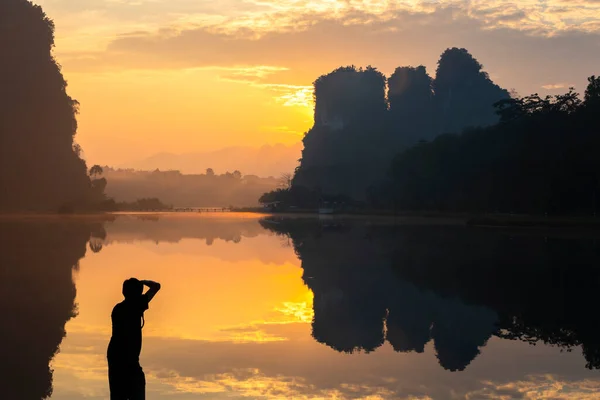 Vacker Himmel Morgonen Ban Khao Khom Torv Swamp Forest Nature — Stockfoto