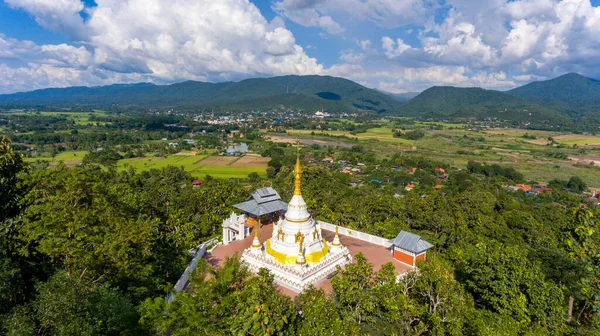 Fotografía Aérea Wat Phra Chom Kitti Encuentra Oeste Del Distrito —  Fotos de Stock