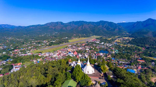 Аэрофотосъёмка Беспилотника Вид Город Мэй Хонг Сон Северная Часть Таиланда — стоковое фото
