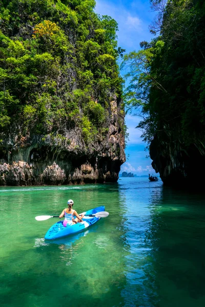 Vue Imprenable Sur Lagon Île Koh Hong Depuis Kayak Lieu — Photo