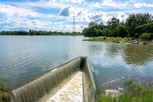Drainage channel for agriculture, Huai Yang Reservoir, Nakhon Ratchasima Province, community tourist attraction A large amount of water during the rainy season, yellow water