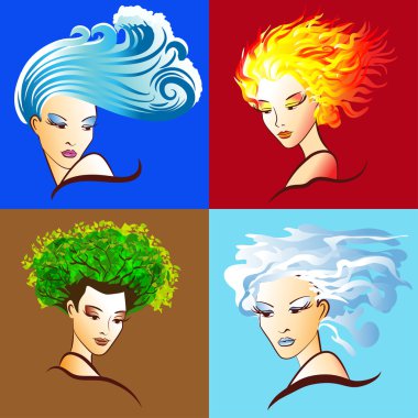 Women embody the elements of nature clipart