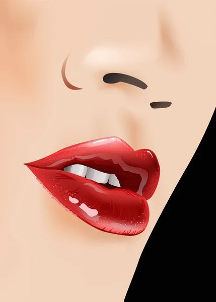 Ilustración vectorial Labios rojos — Archivo Imágenes Vectoriales