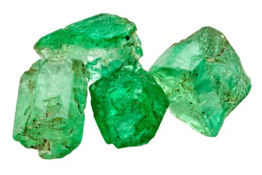 Four emerald crystals clipart