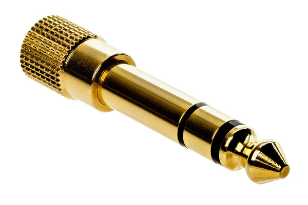 Golden audio adapter plug — Stock Photo, Image