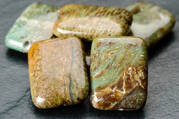 Cushion shaped jasper beads — Stock Photo, Image