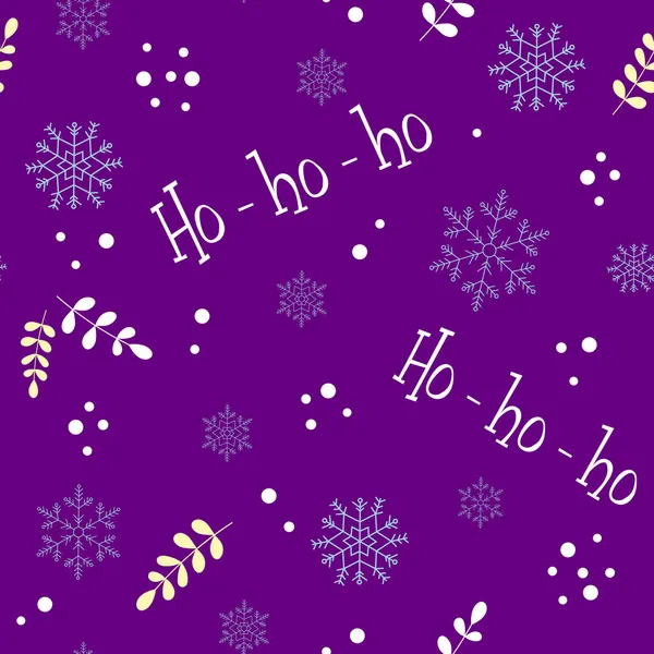 Vánoční bezešvý vzor se sněhovými vločkami a nápisem Ho-ho-ho. — Stockový vektor