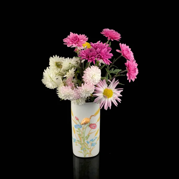 Vaso Porcellana Antica Con Motivo Floreale Vaso Vintage Con Fiori — Foto Stock