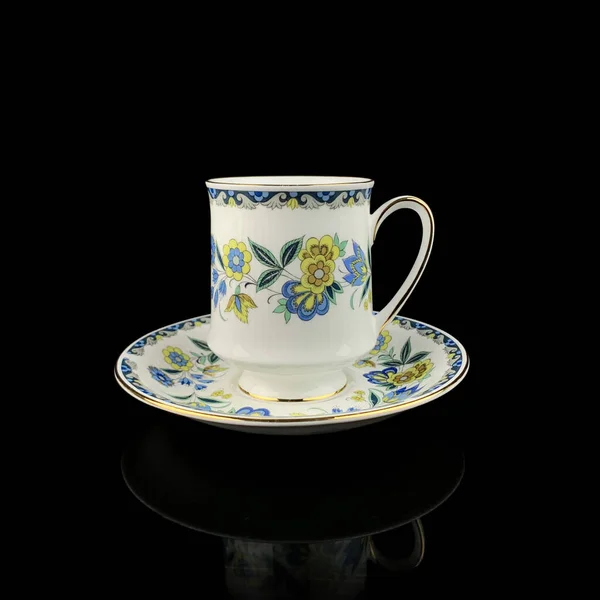 Tasse Antique Porcelaine Avec Soucoupe Ensemble Thé Céramique Peint Main — Photo